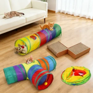 Rainbow Cat Tunnel – Collapsible Interactive Play Tube