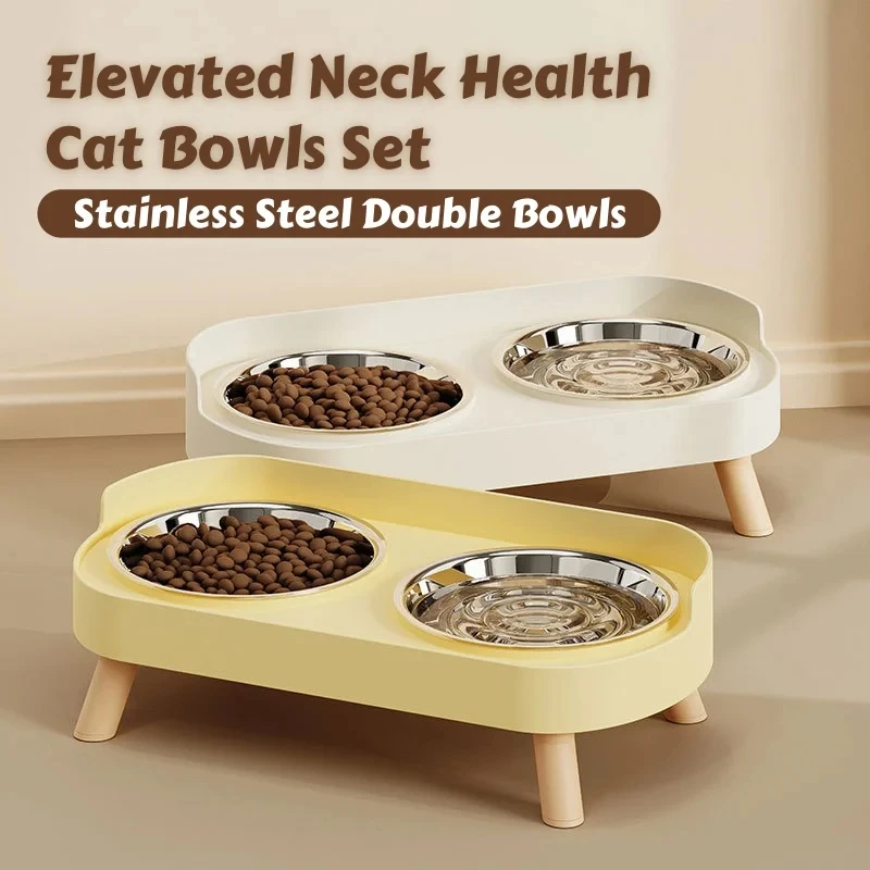 Elevated Dog & Cat Feeder with Dual Stainless Steel Bowls